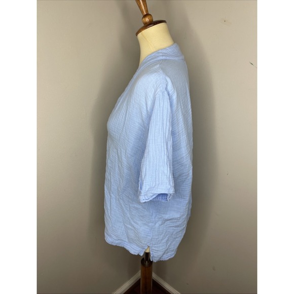 Xirena Short Sleeve Blue Guaze Popover Blouse Small S - Picture 2 of 9